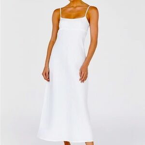 NWT DISSH Lucia White Linen Midi Dress Size 4 US, Size 8 AUS